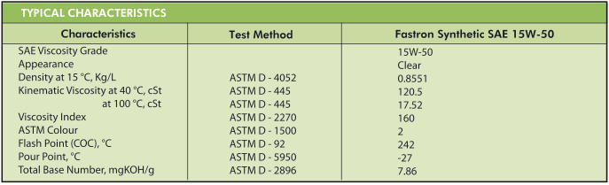 Fastron Synthetic SAE 15W-50